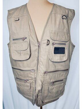 HQ Issue Tan Vest Men's Large L Tactical Hunting Vest Concealed Carry Pockets